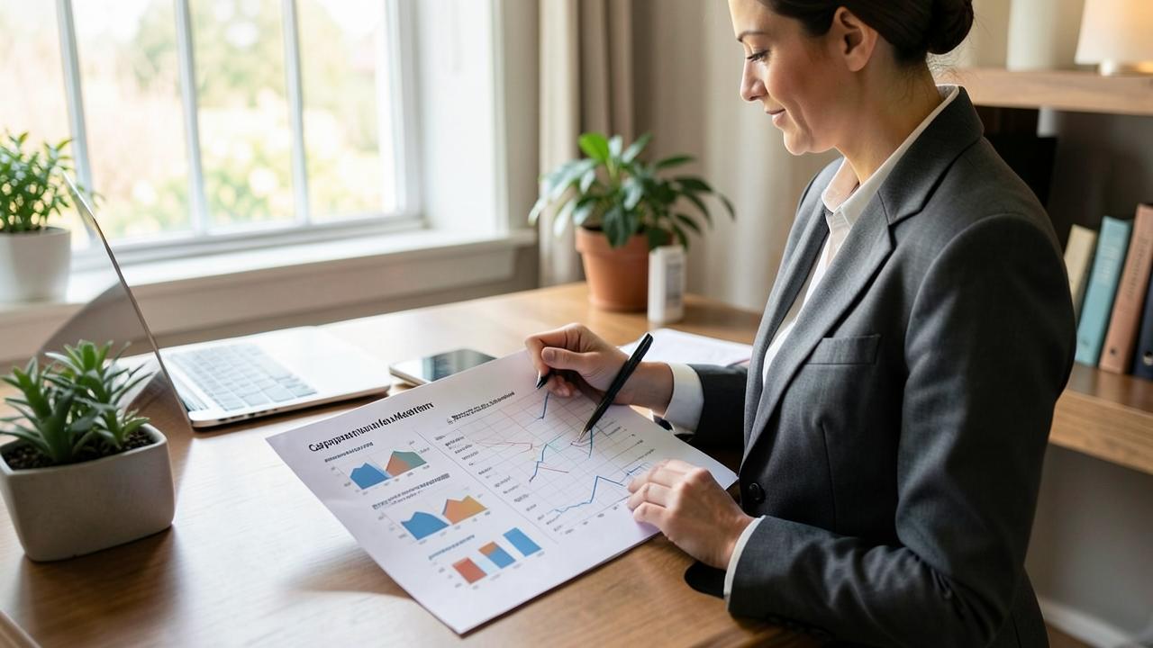 Licensed broker reviewing a comparative market analysis with neighborhood comps